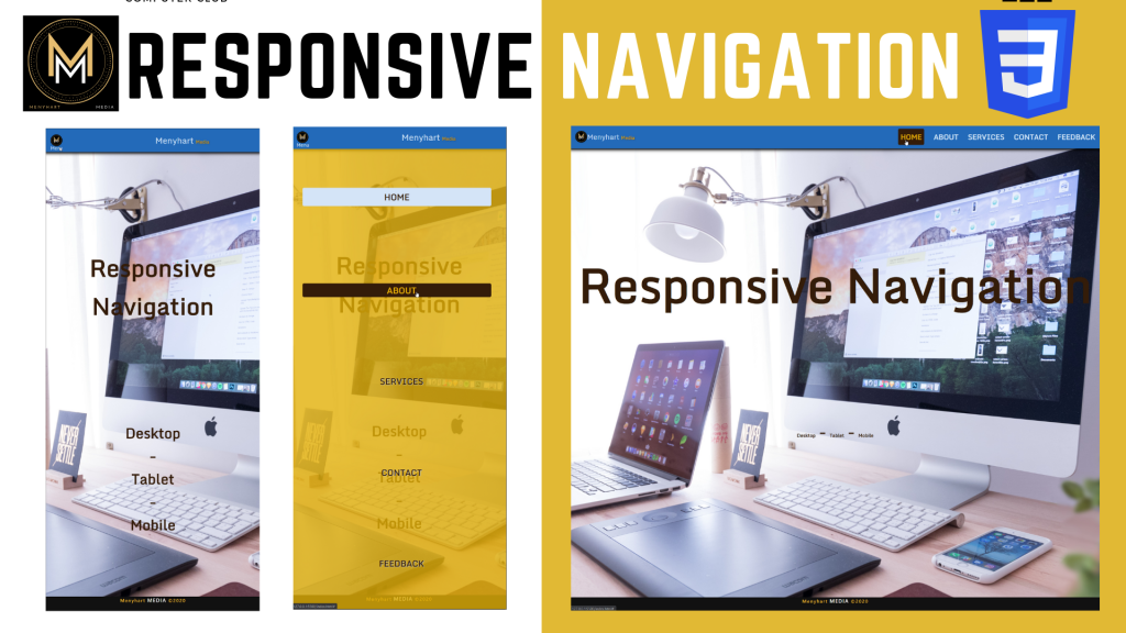 Responsive Navigation Menu using HTML & CSS Media Query